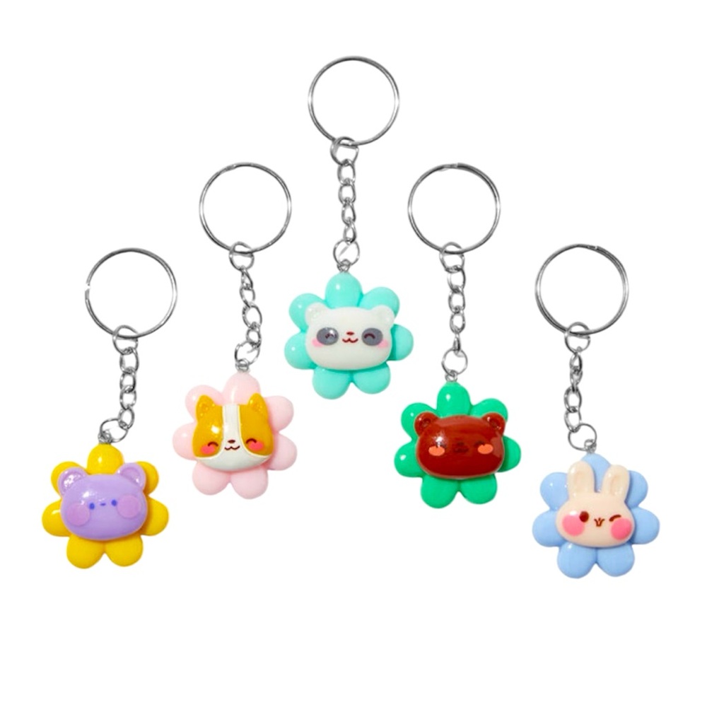 5-Pack Animal Critters Flowers Best Friends Keychains Set - NWT